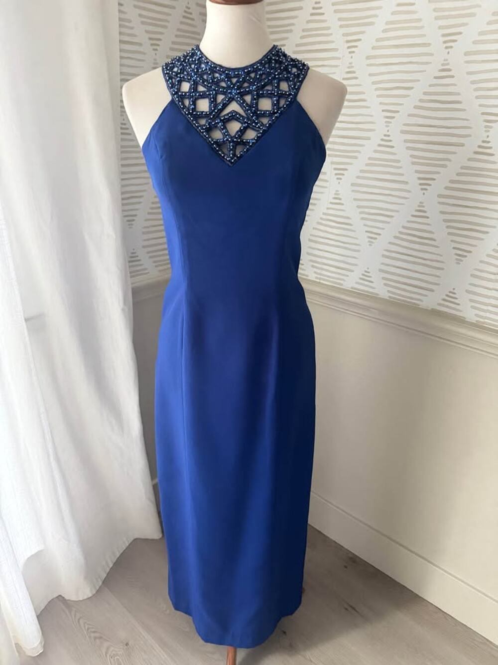 Alyce Designs Women’s Size 10 Cobalt Royal Blue Column Maxi Dress